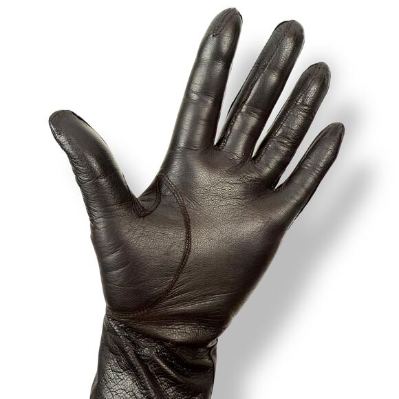 ❌SOLD❌1950's French designer black brown kid goat skin leather long gloves - Picture 6 of 14